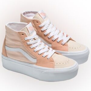 NWOB VANS Sk8-Hi Tapered Sneaker Platform Suede Peach Canvas